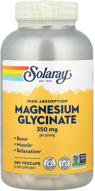 솔라레이 고흡수 마그네슘 글라시네이트 350mg 120 베지 캡슐, 1개, 240정 - 쿠팡