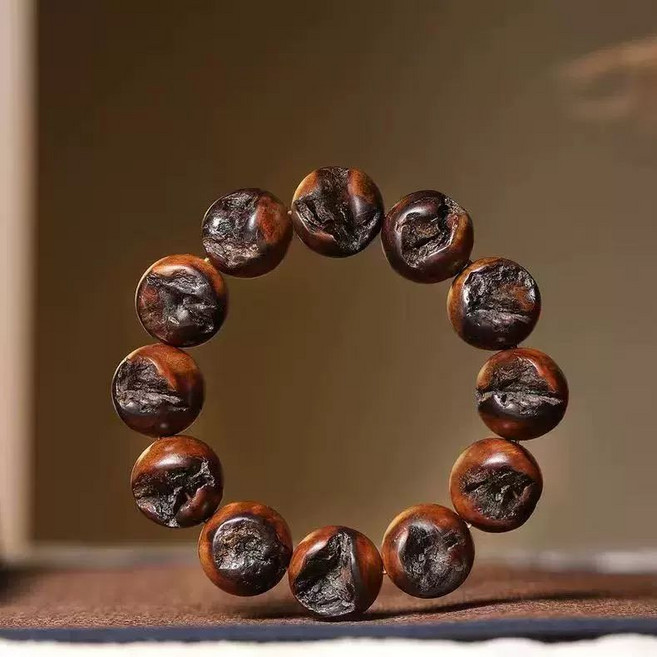 벽조목 염주 불교 옴자 목걸이 반야 액막이 소원성취, 24cm, 1개, 15 mmx15 개 자연스러운 풀썬더 마크