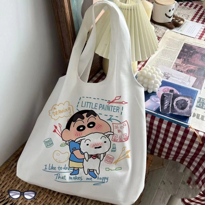 짱구는 못말려 짱구 에코백 숄더백 대용량 캔버스백 책가방 핸드백 굿즈 흰둥이 자석 버클