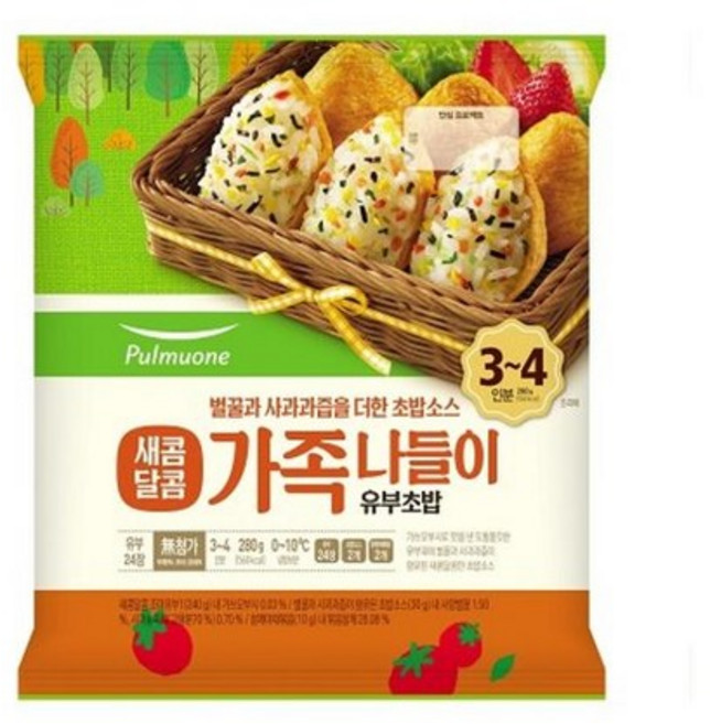 [풀무원]새콤달콤 가족나들이 유부초밥 280g, 단품, 3개