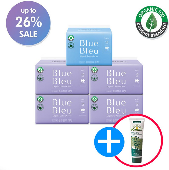 블루블루 유기농 생리대 대형4팩 중형1팩(사은품증정), 5세트, 1개입
