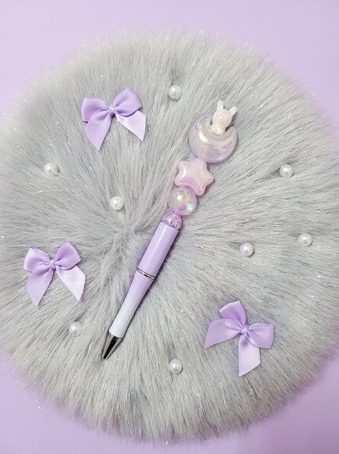 볼펜꾸미기 완제품 볼꾸완제품 동대문볼꾸 예쁜볼펜, 1개, 달토끼(보라)