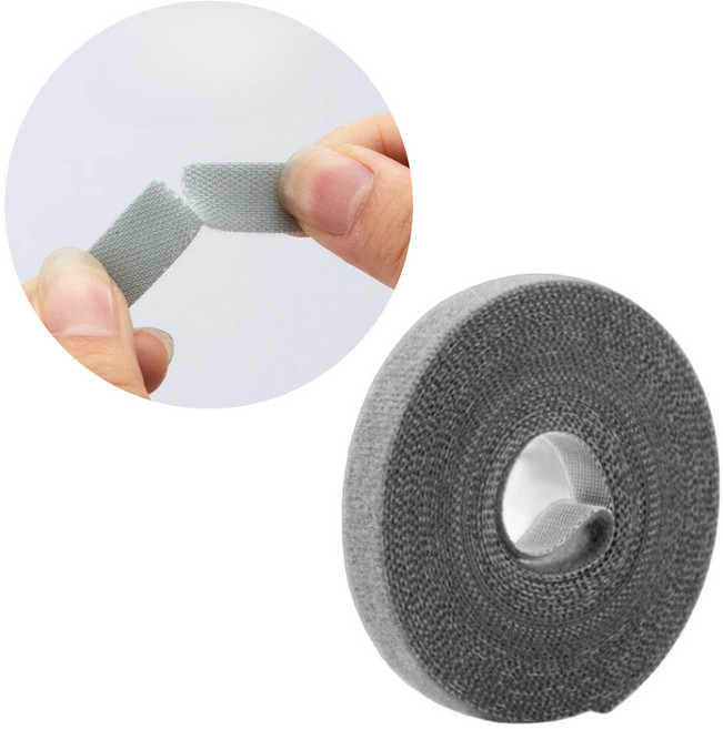 사무실 컴퓨터 케이블 전선정리 찍찍이타이 테이프 5M, 그레이, 그레이