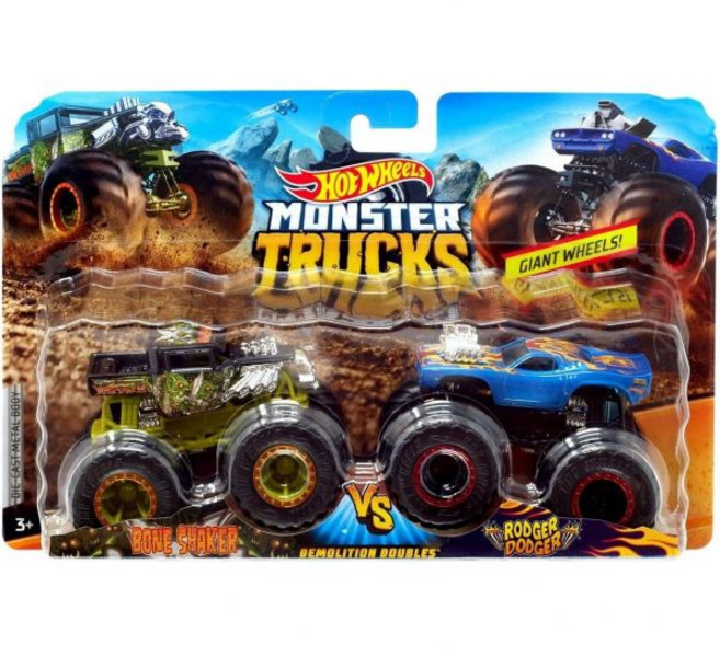 Hot WheelsHW 몬스터 트럭 철거 더블 본 셰이커 VS 로거 다저, 1개