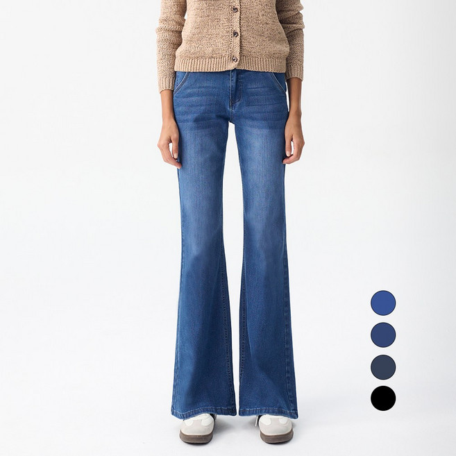 엘블로썸 여성 [숏 기본 롱] 스판 와이드 부츠컷 히든밴드 청바지