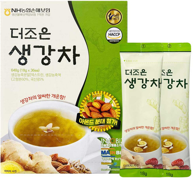 더조은 생강차 아몬드 분태 첨가 스틱, 18g, 1개, 36개입