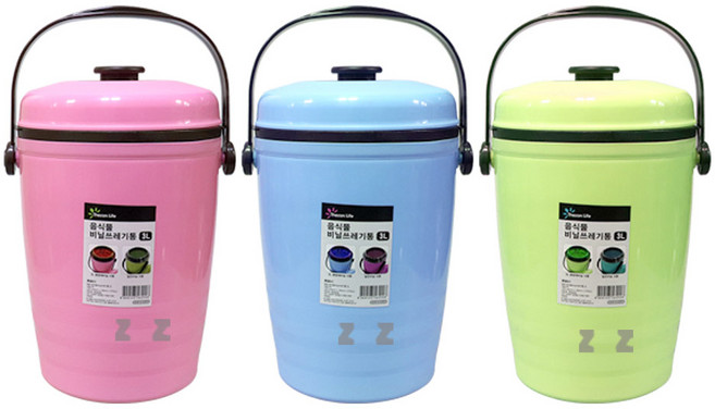 더존라이프 음식물 비닐 쓰레기통 3L-H/음식물통/음식물쓰레기/음쓰통/음식물수거통/음식물처리/분리수거함, 1개, 그린