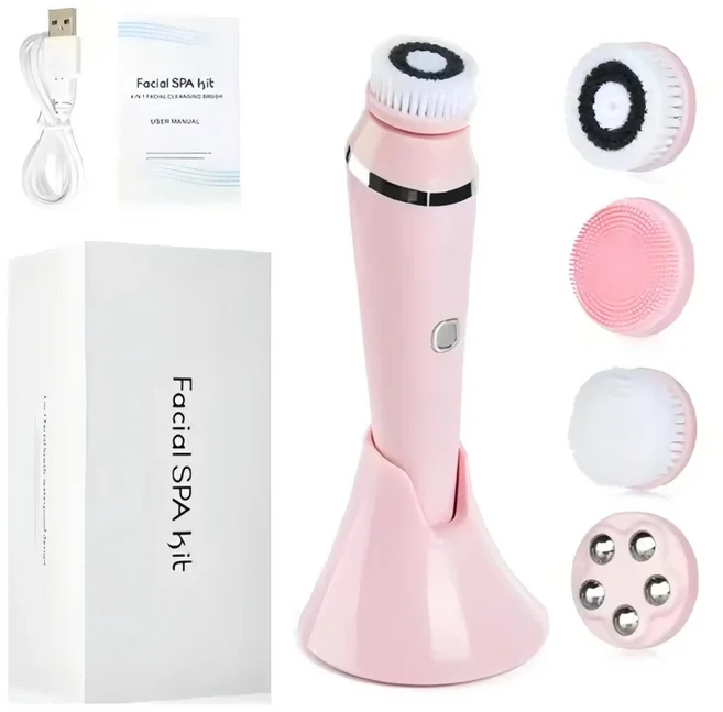전기 페이셜 클렌징 브러시 딥 클리닝 제거 블랙헤드 모공 제거용 IPX7 방수 페이스 마사지기 클렌징 장치, 03 핑크