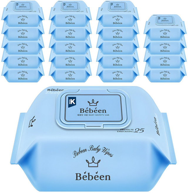 베베앙 더블 휴대 유아물티슈 캡형, 65g, 25매, 20개