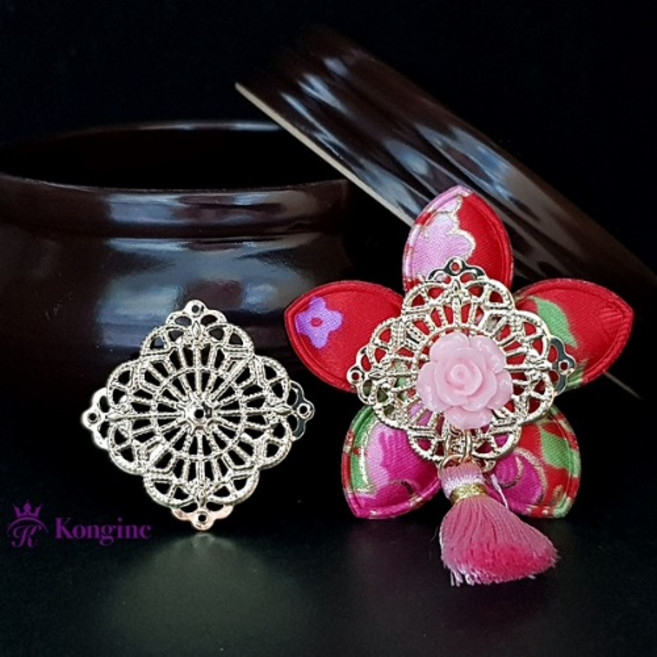 투구꽃 전통 금속장식 DIY 부자재 포장장식 한복장식 봉투 명절선물 답례품 기념품 외국인선물 한복머리핀