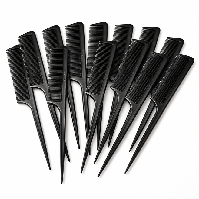 로워프라이스 꼬리빗 대용량 미용 업소용 염색 일회용 빗, 20개, 블랙