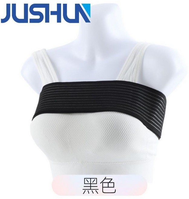 JUSHUN 運動束胸帶, 1個, 經典黑色,適合所有MM-魔術貼款, 經典黑色