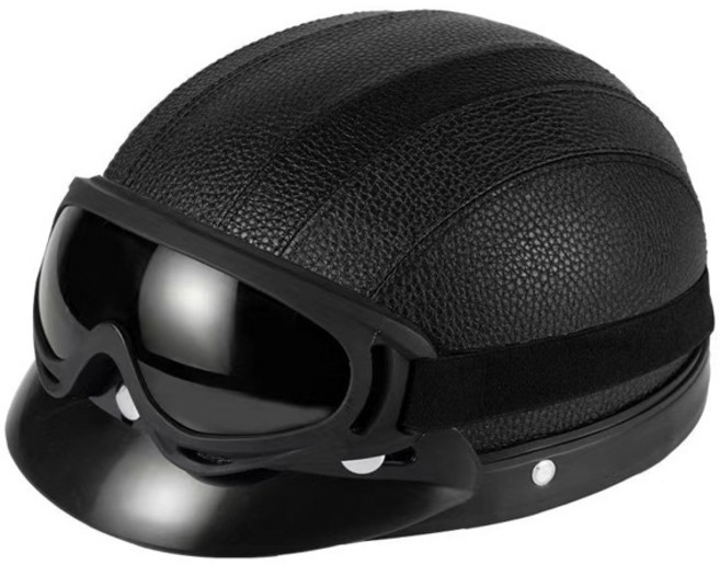 남녀공용 빈티지 할리 가죽 헬멧 겨울 따뜻한 범용 경량 하프 헬멧 전기 자전거 훌륭한 선물 세트, [08] 1