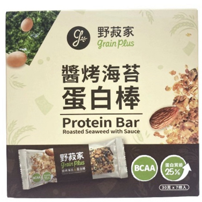 【野菽家】醬烤海苔蛋白棒30公克x7入/盒, 1個, 210g