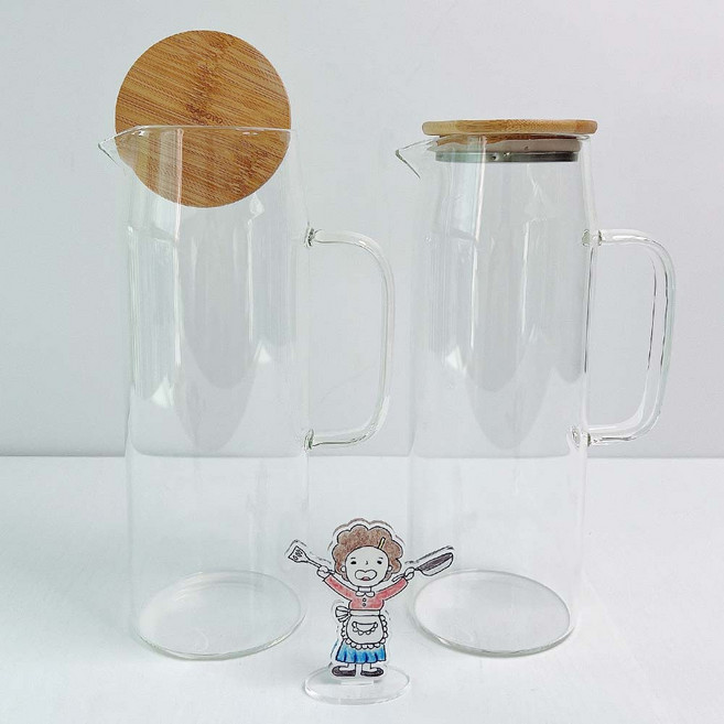 티도요 내열유리 물병 1500ml 가정용 식당용 업소용 냉장고 물통, 1개