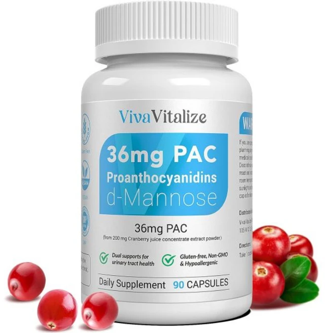 크랜베리 요로 추출물 알 36mg PAC 여성용 모든 자연 비 GMO 비건 글루텐 프리 WHTE 028에 크랜베리가 함유된 D만노스 - 쿠팡