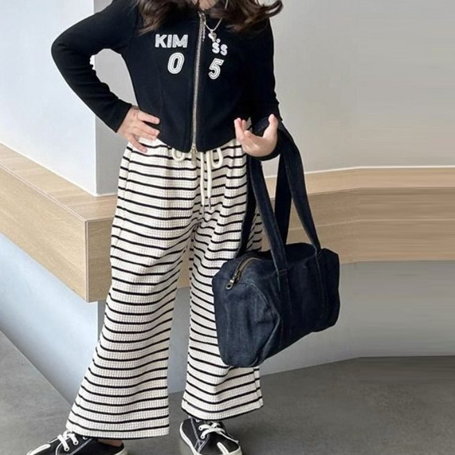 [앙디] F상하복 집업킴스05 (FE177) / (집업후드점퍼 + 와이드 단가라 바지)_(아동복 의류 여아 봄 가을 상하세트 편안한 주니어 초등학생 중학생 초딩중딩)