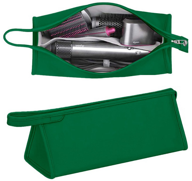 스냅케이스 고데기 드라이기 휴대용 가죽 파우치 케이스, 그린