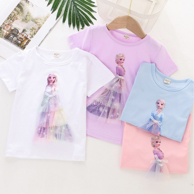 여아 디즈니 엘사 레이스드레스 여름 반팔티(4Color)