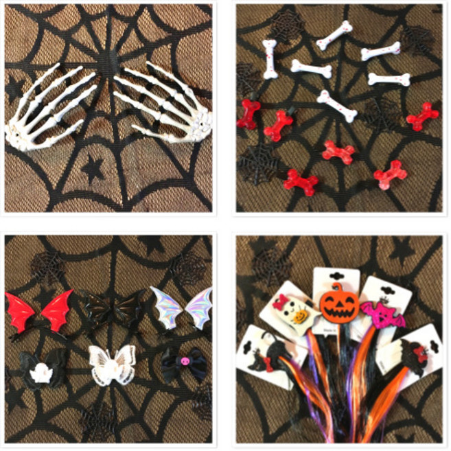 할로윈 코스튬 헤어핀 할로윈데이 집게핀 성인 여아 머리핀 손뼈 블러드 뼈다귀 박쥐 날개 브릿지 붙임머리