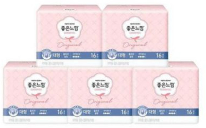 좋은느낌 생리대 울트라 대형 16개입x5개, 5개, 16개입