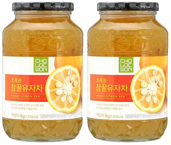 초록원 꿀유자차, 1kg, 1개입, 2개