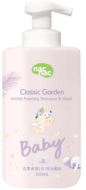 nac nac 花萃保濕2合1洗沐慕斯, 500ml, 1瓶
