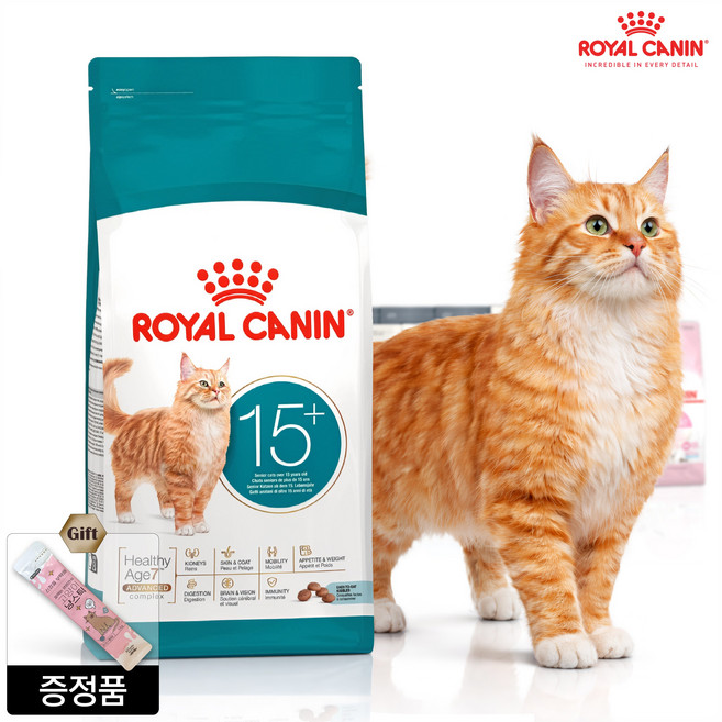 로얄캐닌 캣 에이징15+ 고양이 노령묘 맞춤건강 사료 + 젠틀프라이스 냥스틱, 1개, 2kg, 혼합맛
