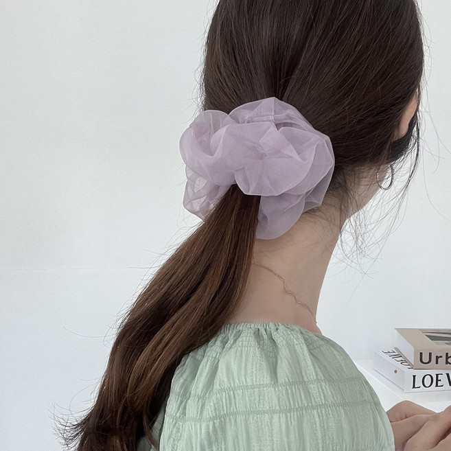 시스루 오간자 스크런치 헤어슈슈 빅사이즈 곱창끈 (6color)