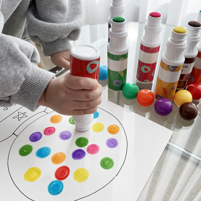 폴리노리 도트물감 유아미술놀이 엄마표미술놀이 색칠공부 물감놀이, 12색 미니도트 40ml