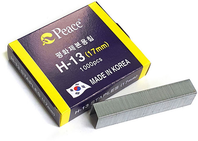 피스코리아 평화 제본용 스테이플러침 H-13 17mm, 5개