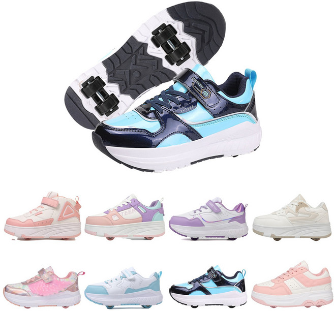 PHTEER 롤러슈즈 바퀴달린 운동화 롤러스케이트 4륜 F08, 파란색, 1개