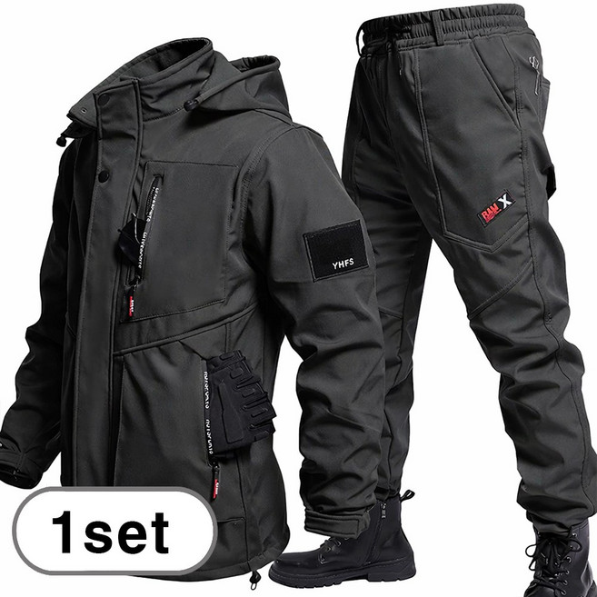 차쿠 남성 겨울 기모 작업복 상하세트 전술복 방수 방풍 소프트쉘 기모 야상 혹한기 방한복 현장복 경비복 야외작업복 세트 공장복 빅사이즈