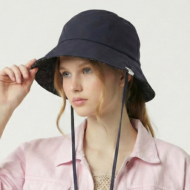 국산 여성 봄 여름 버킷햇 리본 턱끈 와이어챙 벙거지 골프 모자