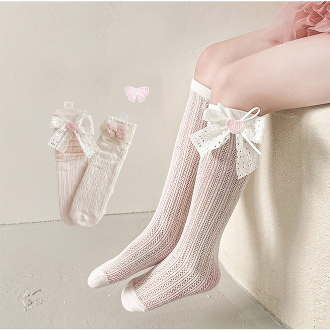삐삐네옷가게 여아 유아용 스쿨룩 레이스 니삭스 반양말 2종