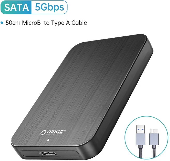 ORICO-6Gbps HDD 케이스 2.5 인치 sata-usb 3.1 하드 드라이브 인클로저 7mm-9.5mm SATA III / SSD 박스, 01 5Gbps-Black, 01 China Mainland