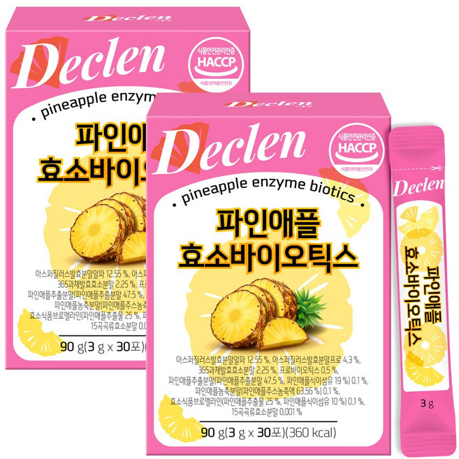 디클렌 브로멜라인 파인애플 효소 프로바이오틱스 30p, 90g, 2개
