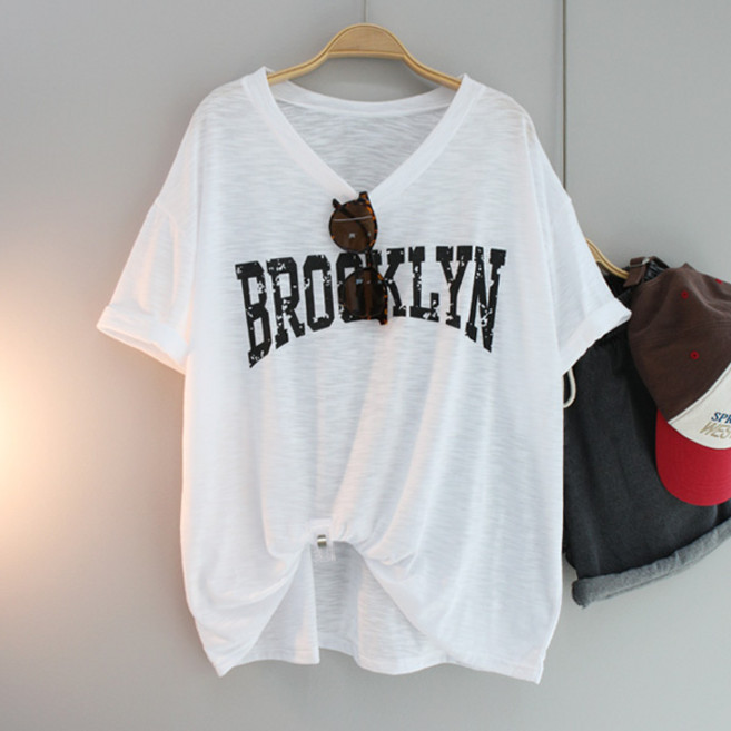 달콩 여성 여름반팔티 루즈핏 브룩브이넥슬라브반팔티