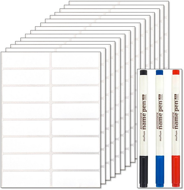 방수 냉장고 라벨지 47 x 15mm 240P + 유성 네임펜 3색 세트