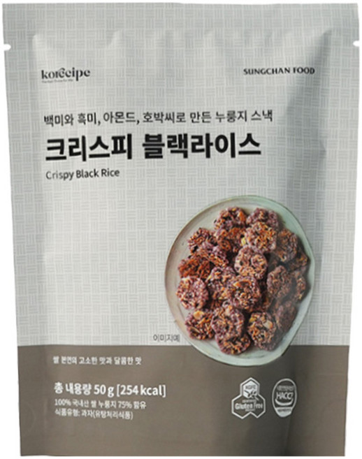 크리스피 블랙라이스 누룽지 스낵, 50g, 15개