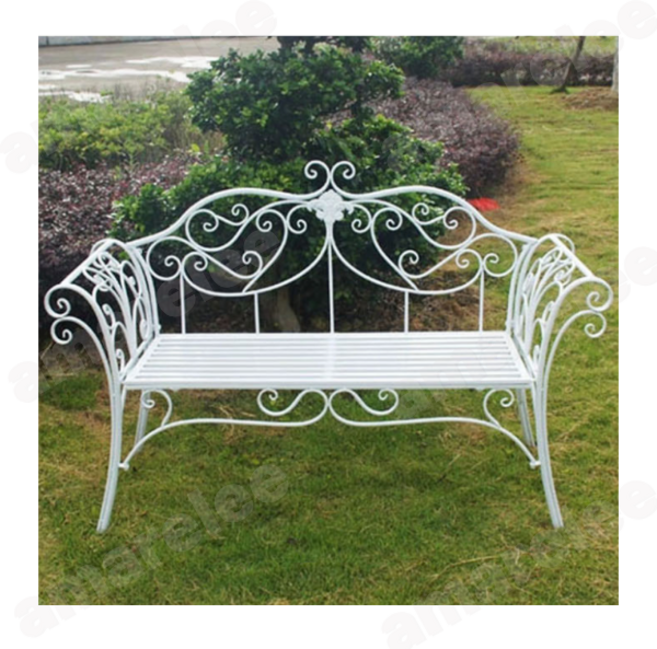 야외 벤치의자 앤틱 테라스 철제 정원 카페 레스토랑, 흰색