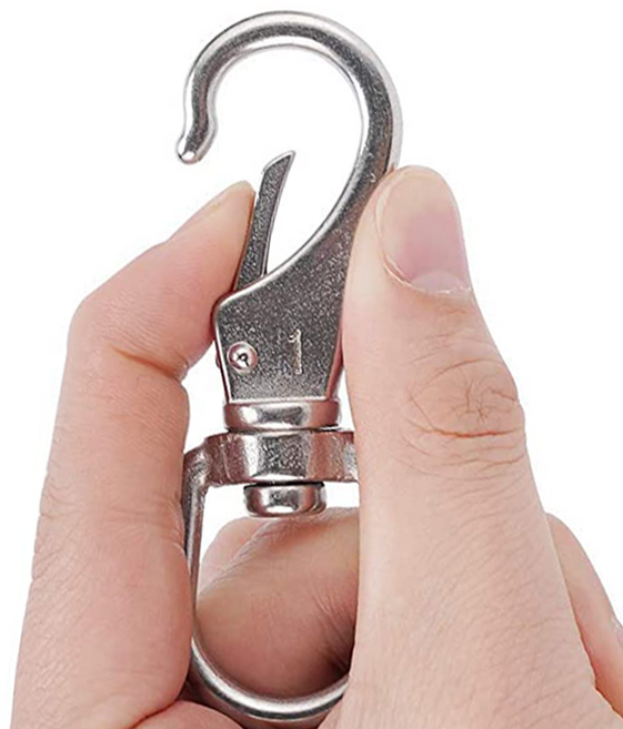 스텐 스냅 후크 고리 쇠사슬 연결 로프 슈벨 꼬임방지 회전 고리 비너 카라비너 스테인레스, 1개, 스텐 개고리, #0