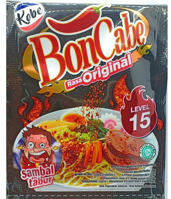 고베 본 까베 (본까베) 삼발 타부르 - 뿌리는 고추 플레이 Kobe Bon Cabe (Boncabe) Sambal Tabur - Sprinkle Chili Flakes Level, 1개, 168g
