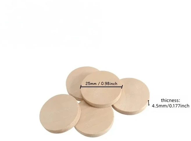 10개 1.5cm 5cm 나무 조각 원형 동전 천연 미완성 디스크 공예용 빈 토큰, 01 10pcs, 02 25mm