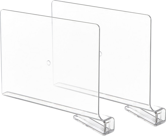 아크릴 칸막이 선반 책꽂이 파티션 옷장 정리, 투명, 2개