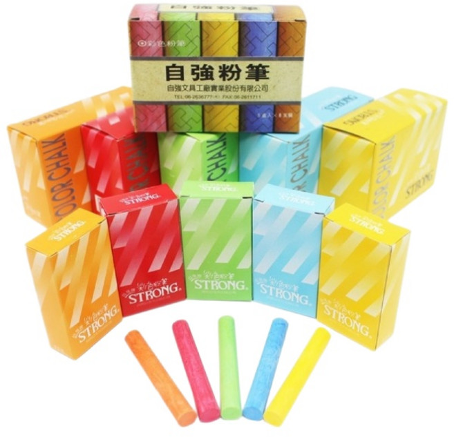 自強牌 彩色粉筆 40支入 (一大盒5小盒入) 教師教學/兒童繪畫適用, 紅色, 1包