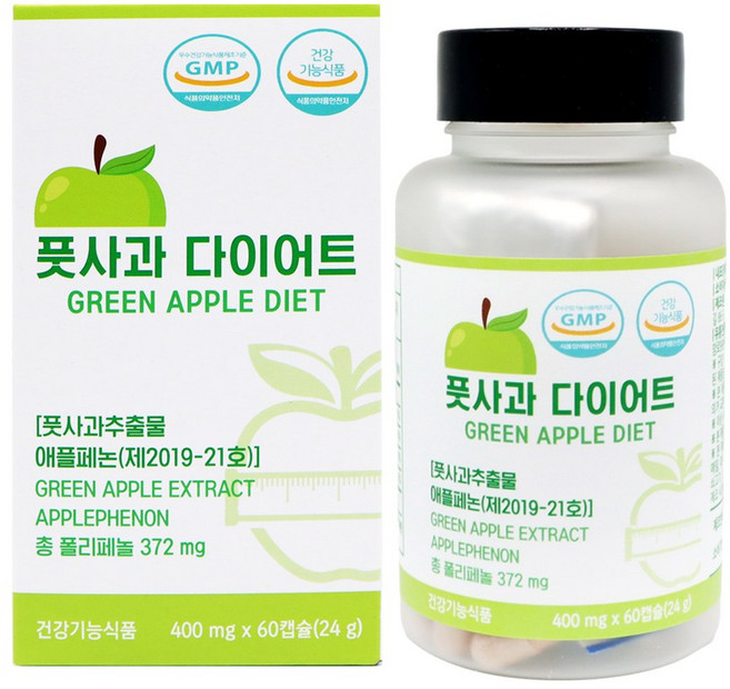[1+1] 풋사과 다이어트 400mg x 60캡슐(24g) 총 1달분, 1세트, 60정