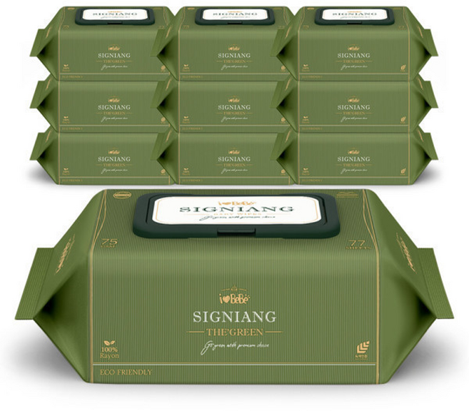 아이러브베베 시그니앙 더그린 75g 엠보 77매 캡형 10팩, 77개입, 10개