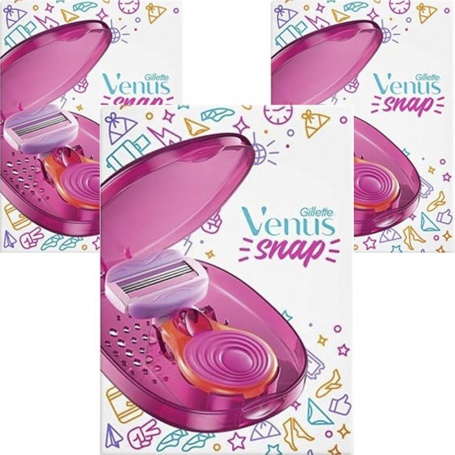 Venus 스냅 헤어 리무버 포 스무스 스킨 면도기 + 리필2개, 3개