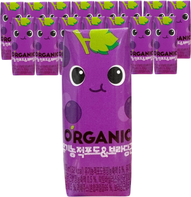 [메리박스] 크니쁘니 오가닉 적포도 쥬스 롯데칠성 어린이 음료(125ml), 125ml, 16개